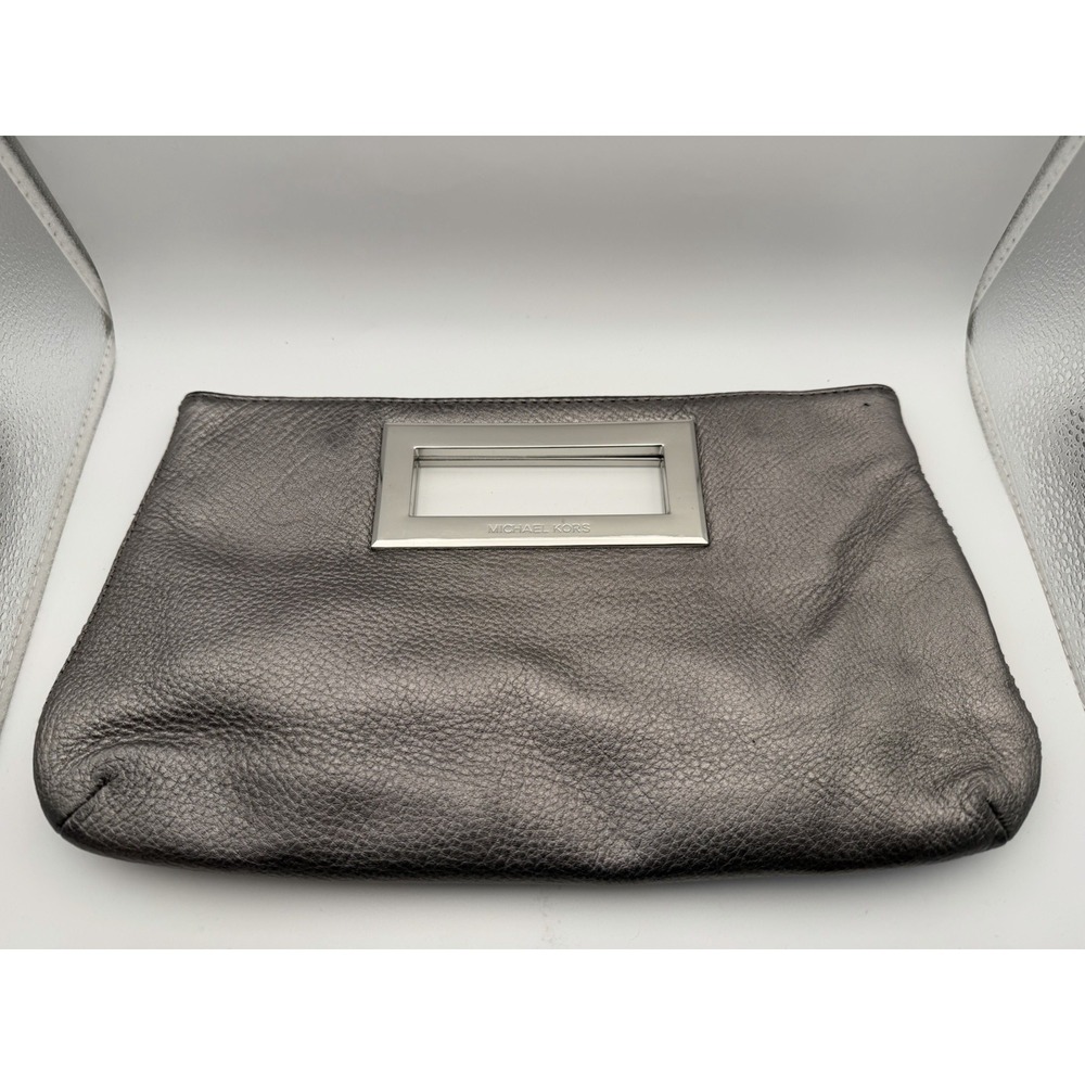 Michael Kors Hand Cluch Purse Women's Silver 12" x 8" Preowned